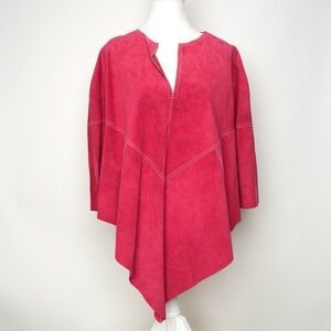 Women's red Suede Poncho